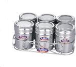 Apeiron Silver Stainless Steel Spice Container With Spoon And Wire Stand 175 ml (Pack Of 13)