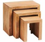 FAIZ GLOBAL ENTERPRISES Light Mango Nest of 3 Tables-A4
