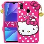 Lejaao Vivo 1811 Vivo Y91 Hello Kitty Soft Pink Rubber Mobile Back Cover
