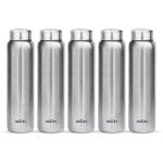 Milton Stainless Steel Silver Aqua 1000 Water Bottle - 950 Ml (Set Of 5)