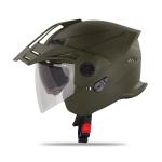 Steelbird SBH-23 GT Plus Open Face ISI Certified Helmet with Inner Sun Shield (Large 600 MM, Dashing Battle Green)