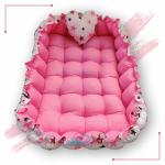 Mumma Mall Rectangle baby tub bed with a heart pillow (Pink and White)