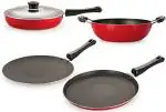 Nirlon 4 pcs of Red and Black Non-stick Kitchen Cooking Utensil Combo Set, Standard