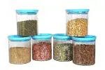 ULTRAZON Kitchen Storage Air Tight Container with Lid, Space Saving Container Masala, Cereals, Rice, Pulses, Dry Fruits, Grocery Grain Storage Box ( 600 ml ) Pack Of 6 , Multicolor