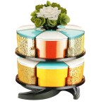 CONSES 360 Multipurpose Spice Rack Spice Containers for Storage Plastic Stackable and Space Savvy Dining Table Spice Rack for Kitchen (RACK OF 2, Blue)