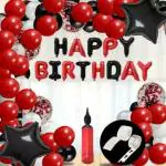 Party Midlinkerz Plastic Solid Red and Black Happy Birthday Balloon Decoration Kit (41 Pcs)