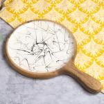 PHIRKCRAFT Wooden Handmade Marble Design Serving Pizza Platter for Kitchen and Dining Serving Tray/Wooden Plate/Tray/Restaurants/ Cafe/Home/Kitchen (Mango Wood, Size:8.5 inch, Set of 1, White)