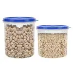 Cutting EDGE Jumbo Round Modular Airtight Container for Pulses,Flour, Rice, Grocery, Snacks, Spices - Stackable, BPA Free, Food Grade, Leak Proof, Durable (2.2 L & 3.5 L,Blue) Set of 2