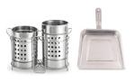 BLUE WONDER Stainless Steel Twin Cutlery Holder Racks With Stainless Steel Dust Pan and (Multicolour, Pack of 2)