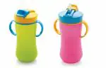 CSM Plastic Sippers/Sippy Cups, Anti-Spill Design with Soft Silicone Straw 330 ml - Pack of 2 Pcs