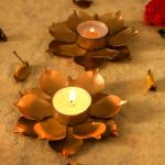 Metal Lotus T-light Diya (Set of 2 Pcs)