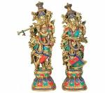 Idol Collections Multicolor Brass Radha Krishna Idol, 29 X 9 6 Inches