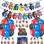 Party Propz Multicolor Paper Among Us Theme Birthday Decoration Balloons, Banner, Cake Toppers (Set Of 41)