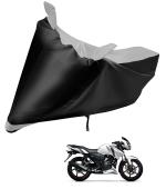 Auto Hub Bike Body Cover for TVS Apache RTR 160 , Dustproof UV Protection water resistant Custom Fit Cover-(Black-Silver )