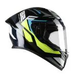 TVS Racing Titan Series Full Face Helmet for Men | Premium Bike Helmets with ABS Shell, UV Paint | Quick Release System | Aerodynamic Design | DOT & ISI Certified (Blue & Yellow/XXL)