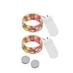 LTETTES Multicolor Battery Powered Copper Wire Fairy String Jar LED Lights 2m and 20 Lights (Pack of 2)