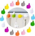 VISH CREATION PACK OF 15 Multipurpose Wall Mounted Silicone Thumb Holder Hooks for Hanging Stick-on Hook for Wall Hangers, Bedroom, Kitchen Accessories Items Cable Wire Holder Multicolor Wall Hooks Multipurpose Adhesive Silicone Cable Clips Wire Organizer