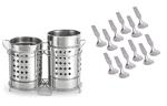 BLUE WONDER Stainless Steel Twin Cutlery Holder Racks With Steel Stainless Spoons Set and (Multicolour, Pack of 2)