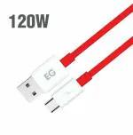 EGRAPCO 120W Type-C USB Cable for Oppo/Samsung/Oneplus/Reno 6/ Oppo F19 Pro USB Cable Original Support Dash Wrap, Dart, Flash, Supervooc Fast Charging Cable | Data Sync Cable Type-C to USB-A