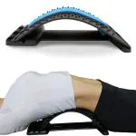 Shopeleven Multi-Level Adjustable Back Stretcher Posture Corrector Device for Back Pain Relief with Back Support Mate Magic Back Stretching Massage (Black and Blue)