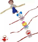 Kavim Eliq Kids Rakhi Combo-4 Plastic (PVC) Chawal Roli Pack, Rakhi Set (Rakhi Combo-4)