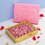 THE SWEET BLEND Rose Kaju Katli - 450g | Pure Cashews | Traditional Mithai | Dried rose petals