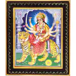 pujaNpujari Durga Maa Photo Frame with Blue Background for Wall Hanging and Pooja Room Religious Frame