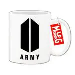 Mug Morning BTS Merch BTS Products for Girls BTS Accessories BTS Merchandise BTS Army Logo on BTS Mug (White)