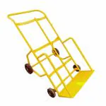 Inaithiram FWDGCT300RP Heavy Duty Four Wheel Double Gas Cylinder Trolley 300kg Capacity Made of Mild Steel, with Red Polymer Wheels plus Handlebar