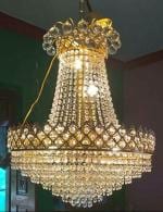 SHRI MAHAL ANTIQUES Round LED Crystal Big size Jhomar Incandescent Chandelier Light for Living Room