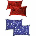 Divvay Homes 3D Printed Pillows Cover (Pack of 4, 69 cm*46 cm, Red, Blue)