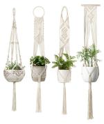 Saaz Macrame Plant Hangers Set of 4 Indoor Wall Hanging Planter Basket Flower Pot Holder Boho Home Decor Gift Box