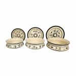 Craftghar Ceramic Handi Shape Serving Bowls With Lids Set Of 3 Handmade Blue Ceramic Pottery Serving Bowls , White | 100 % Microwave Safe