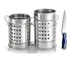 BLUE WONDER Stainless Steel Twin Cutlery Holder Racks With Kitchen Vegetables Cutting Heavy Knife and (Multicolour, Pack of 2)
