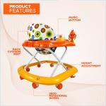 Dash Cutie Baby Walker with Hand Grip, Adjustable Height and Musical & Light Rattles and Hanging Toys (6 Months to 1.5 Years, Orange)