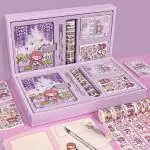 Hasthip Pink Paper Cartoon Scrapbook Kit Gift Set Cute Theme Notebook