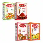 LAXMI Masala Combo - Jeeravan Masala Powder 100 Gm, Pav Bhaji Masala Powder 100 Gm, Kashmiri Lal Mirch 100 Gm, Chat Masala 100 Gm | (Pack of Four) Spices