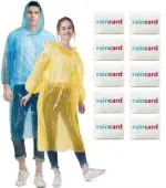 ToYooZe Unisex Disposable Rain Card for Emergency Use Waterproof with Smallest Pocket Size| (PACK OF 10) Easy to Carry & and Reusable 2 3 time wear Thin Plastic (Multi Color Free Size)