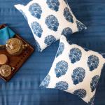 Earthy India Cotton Cushion Cover - 16 inch x 16 inch Set of 2 (Bluemotif2)