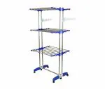 Mega stand: Mega Stainless Steel, Multi Layer Cloth Drying Stand with 6 Caster Wheels ( Blue )
