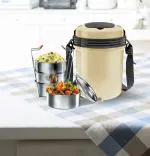 MILTON Electron Stainless Steel Tiffin Box Set, 360ml/158mm, Set of 4, Cream