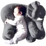 DearJoy Grey Fibre Filled Cotton Elephant Shaped Baby Pillow Also Used as Plush 60 cm