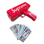 JAPSI Money Rain Gun Toy | Paper Shooter Gun | Dollar/Rupees Gun Machine | Suitable for Weddings, Party, Birthdays, Marketing, Nightclubs, Party Games | Red Cash Gun Machine Supreme | Toys for Kids