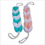 TIMELINE Natural Exfoliating Loofah Bath Brush/Belt/Back Brush/Back Scrubber with Strings for Men & Women (Random Colour) 02 Pcs