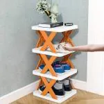Homeleven 4 Layer Shoe Rack for Home & Office Adjustable & Foldable Shoe Storage Organizer (Pack of 1) - Multicolor