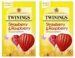Twinings Strawberry & Raspberry Tea, 20 Tea Bags, 40g (Pack of 2)