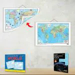 GO WOO WORLD POLITICAL - MAP PRACTICE BOOK, BOOK OF OUTLINE MAPS WORLD and 2 IN 1 WORLD POLITICAL AND PHYSICAL MAP IN ENGLISH | Set of 2 books and 1 chart