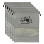QUAIL Shoe Travel Bag Storage Pouch Bag | Shoe Organizer Fabric Storage Shoe Bags | Household Transparent For Shoes, Slipper, Heels | Transparent Window - | Pack of 6 (Grey)