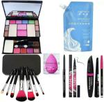 BUYTYA 3 in 1 Black Smudge Proof Kajal, Eyeliner with Makeup Kit and Ice Cream Mask (Set of 10)