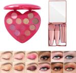 DAIMANPU 12 Colors Pigmented Eyeshadow Palette and 5in1 Makeup Brush Set with Mirror Intact Eye Makeup Combo Girls (2 Items in the set)